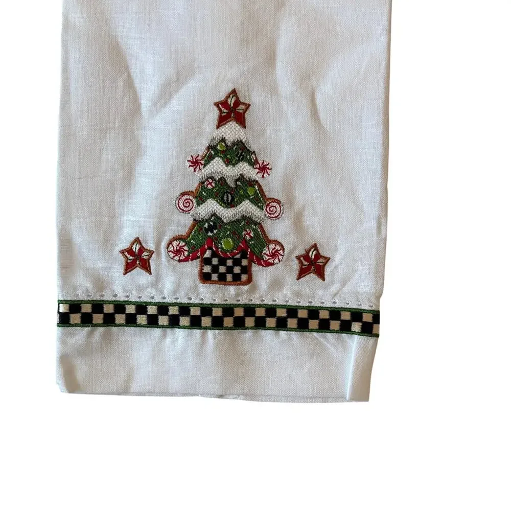 Mackenzie Childs Nutcracker & Tree Guest Towels Set of 2 Christmas Holiday Decor